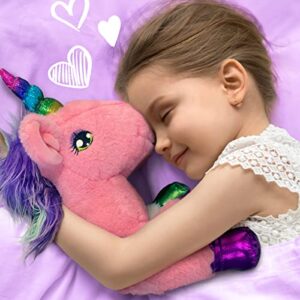 MindSprout Unicorn Mommy Stuffed with 4 Babies Inside her Tummy, for Girls 3 4 5 6 7 8 Years Old, Best Birthday Gifts, Animals Toy