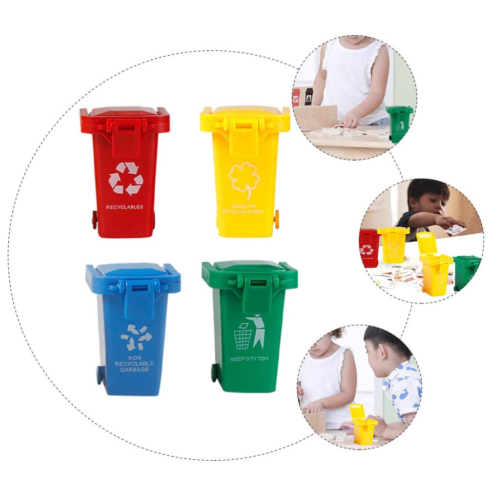 Yardwe Mini Trash Can Toy, 12PCS Plastic Push Vehicles Garbage Cans Curbside Vehicle Garbage Bin Kids Push Toy