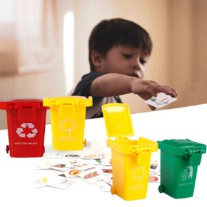 Yardwe Mini Trash Can Toy, 12PCS Plastic Push Vehicles Garbage Cans Curbside Vehicle Garbage Bin Kids Push Toy