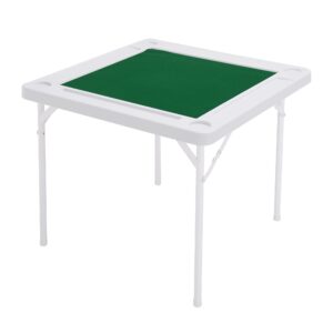 Allpop 35.4’’ Folding Mahjong Table, Square 4 Player Card Game Table with Longer Chip Trays, Cup Holders & Green Professional Tabletop for Domino, Poker, Jigsaw Puzzles