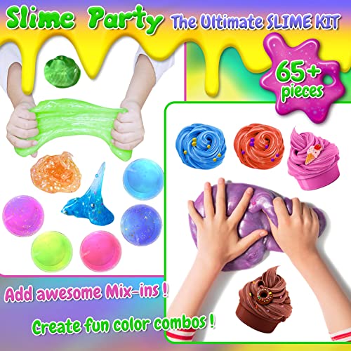 ESSENSON 34 Cups Slime Kit for Girls Boys, DIY Slime Kit Gifts for 6 7 8 9 10+ Year Old, Butter Slime, Jumbo Slime Party Favors Gift, Crystal Slime Making Kit for Girls 10-12