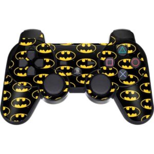 skinit decal gaming skin compatible with ps3 dual shock wireless controller - officially licensed warner bros batman logo pattern design