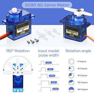 Hanaive 16 Pcs SG90 9g Micro Servo Motor Mini Servo Motors RC Servo Kit for Robot Helicopter Airplane Car Boat Control