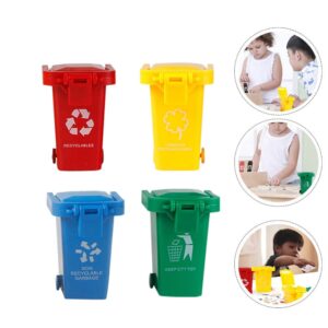 Yardwe Mini Trash Can Toy, 12PCS Plastic Push Vehicles Garbage Cans Curbside Vehicle Garbage Bin Kids Push Toy