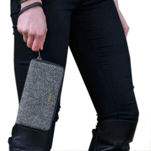 Mucros Weavers Womens Gray Herringbone Irish Tweed Wallet