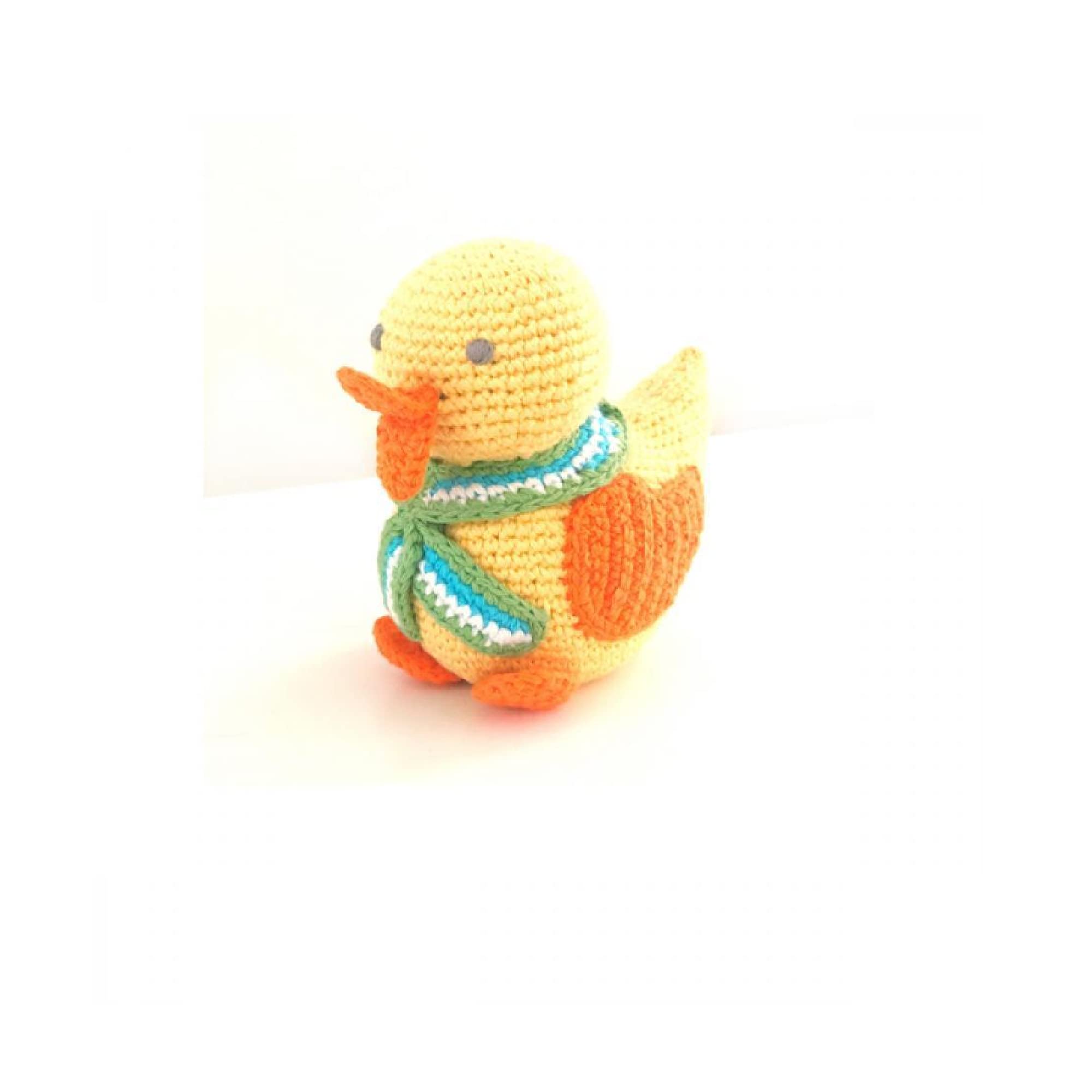 Pebble | Handmade Duck Rattle - Yellow | Crochet | Fair Trade | Pretend | Imaginative Play | Machine Washable