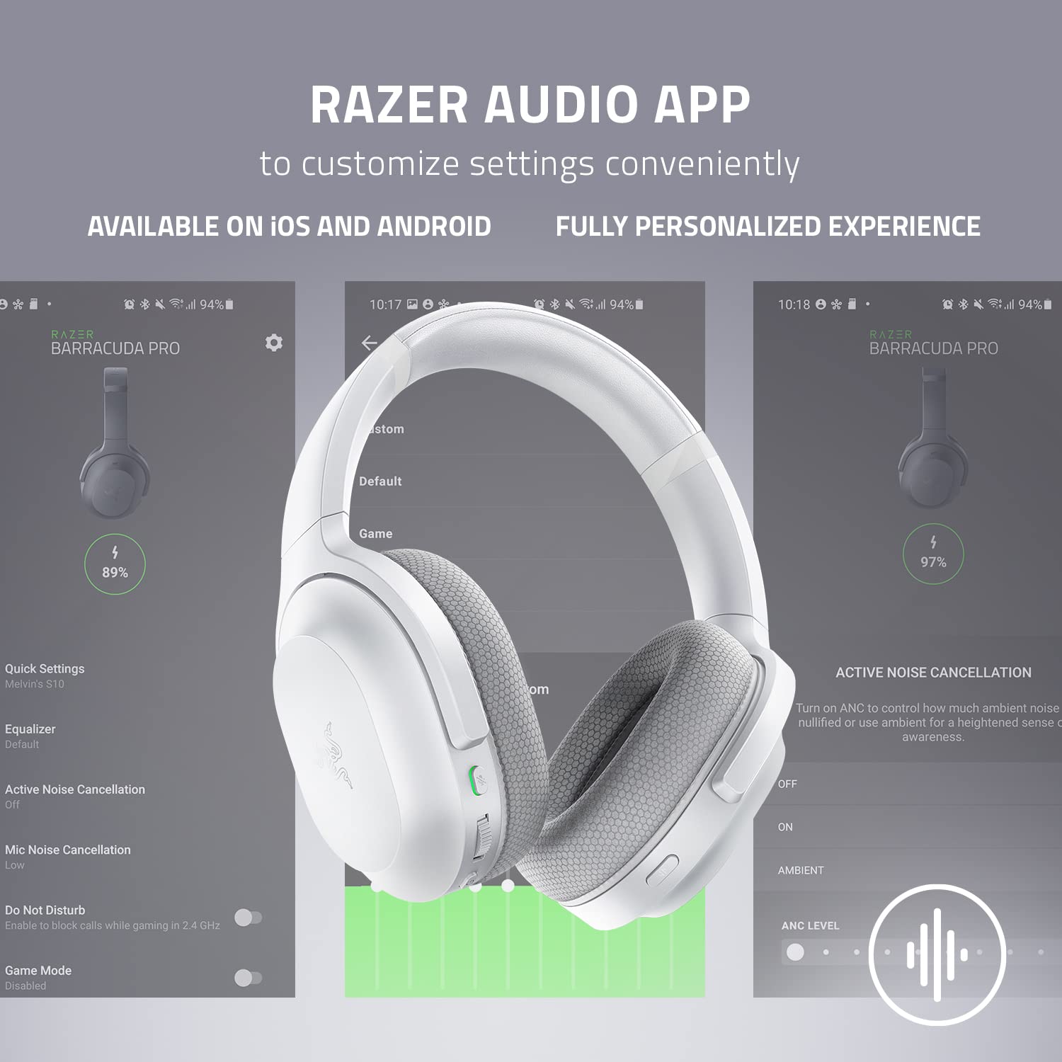 Razer Barracuda Wireless Gaming Headset: 2.4GHz + Bluetooth, Noise-Cancelling Mic, 50mm Drivers, 40Hr Battery - For PC, Playstation, Switch, Android, iOS