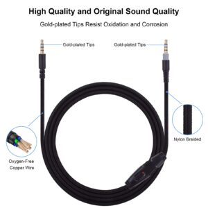 Sqrgreat Replacement Cable Compatible with Kingston Hyperx Cloud Mix Alpha Gaming Headset, Volume Control Inline Mute, Detachable/Removable 3.5mm Audio Aux Cord Wire(No Mic, 4.9Ft)