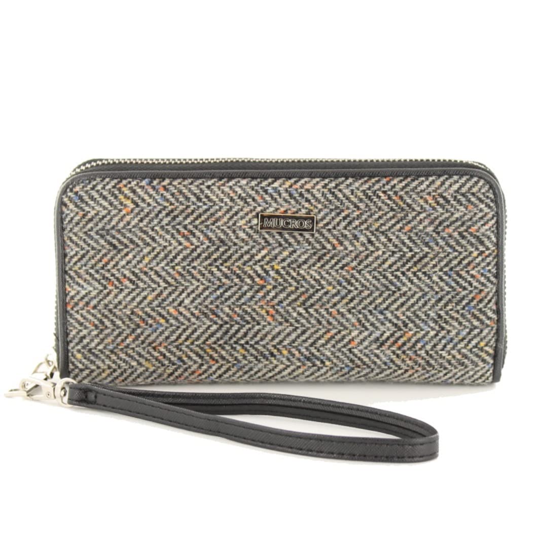 Mucros Weavers Womens Gray Herringbone Irish Tweed Wallet