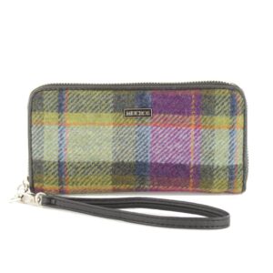 mucros weavers womens plaid irish tweed wallet, green, purple