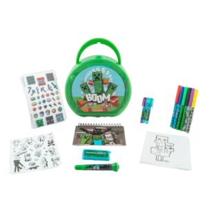 minecraft coloring & sticker activity set for kids with travel carrying case