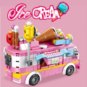 Ulanlan Girls Building Blocks Toys 553 Pieces Ice Cream Truck Set Toys for Girls 25 Models Pink Building Bricks Toys STEM Toys Construction Play Set for Kids Best Gifts for Girls Age 6-12 and Up