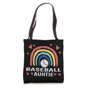 leopard rainbow family matching baseball auntie tote bag