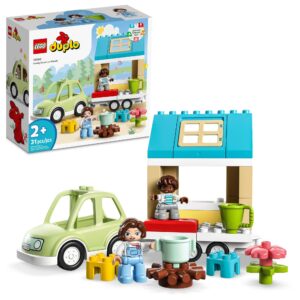 LEGO DUPLO Family House on Wheels 10986, Toy Car for Toddlers 2 Plus Years Old Boys and Girls, Preschool Learning Toys, Large Bricks Camping Set