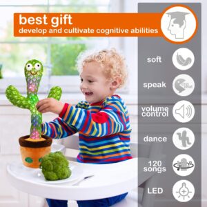 Pbooo Dancing Talking Cactus Toy,Talking Repeat Singing Sunny Cactus Toy 120 Pcs Songs for Baby 15S Record Your Sound Volume Adjustment