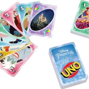 Mattel Games UNO Disney Princess The Little Mermaid Card Game for Family Night Featuring Movie Themed Graphics for 2-10 Players