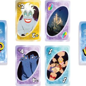 Mattel Games UNO Disney Princess The Little Mermaid Card Game for Family Night Featuring Movie Themed Graphics for 2-10 Players