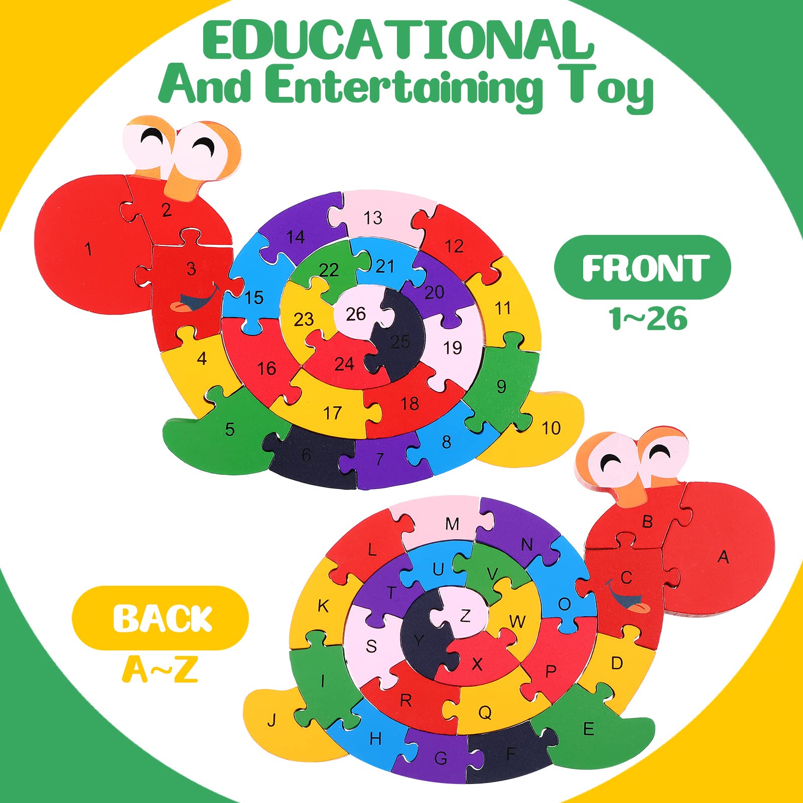 4 Pcs Alphabet Jigsaw Puzzle Building Blocks Animal Wooden Puzzle Wooden Alphabet Puzzle Snake Elephant Dinosaur Snail Blocks Toys ABC Alphabet Animal Puzzle for Preschool Learning