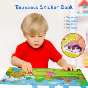 Reusable Sticker Book for Kids 2-4: 6 Set Preschool Learning Activities Quiet Busy Book for Toddler Travel Toys Sticker Book Include Ocean, My Body, Farm, Insect, Season, Dinosaur Educational Gifts