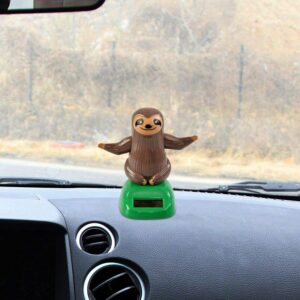 Sloth Solar Dancing Figures, Solar Powered Shaking Hand Doll Toys for Car Dashboard Decoration, Desk or Windowsill Decor (A-Brown)