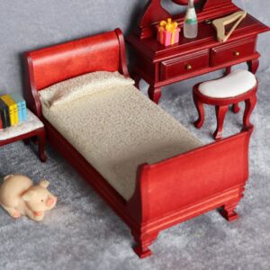 COHEALI Dollhouse Bed Wooden Dollhouse Furniture 1 12 Scale Wooden Dollhouse Furniture Doll House assesseries Furniture Miniature Mini