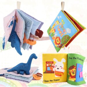 richgv baby books toys 6-12 months, 2pcs interactive 3d books for baby&toddler 1-2 years, soft cloth books busy books toys gifts for boys girls touch and feel crinkle books sensory toys