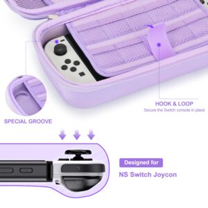 Switch OLED Case- innoAura 19 in 1 Switch Bundle with Switch Case, Switch Game Case, Switch OLED Screen Protector, Switch Stand, Switch Thumb Grips (Purple)