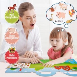 Reusable Sticker Book for Kids 2-4: 6 Set Preschool Learning Activities Quiet Busy Book for Toddler Travel Toys Sticker Book Include Ocean, My Body, Farm, Insect, Season, Dinosaur Educational Gifts