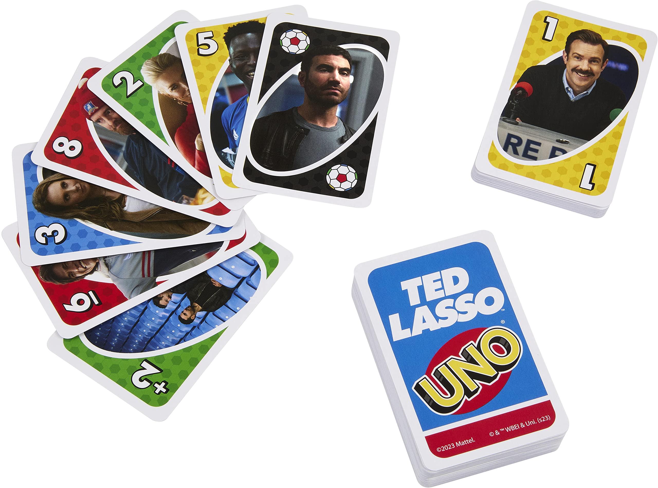 Mattel Games ​UNO Ted Lasso Card Game for Teens & Adults Inspired by The Popular Series for Game Night, Travel & Camping