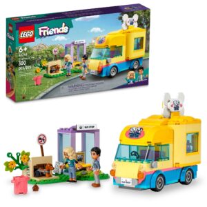 LEGO Friends Dog Rescue Van Building Toy 41741 Mobile Rescue Center Pretend Play Set, Gift Idea for Animal-Loving Kids Girls Boys Age 6+ Featuring Nova and Dr. Marlon Mini-Dolls, Dog Figure, Toy Van