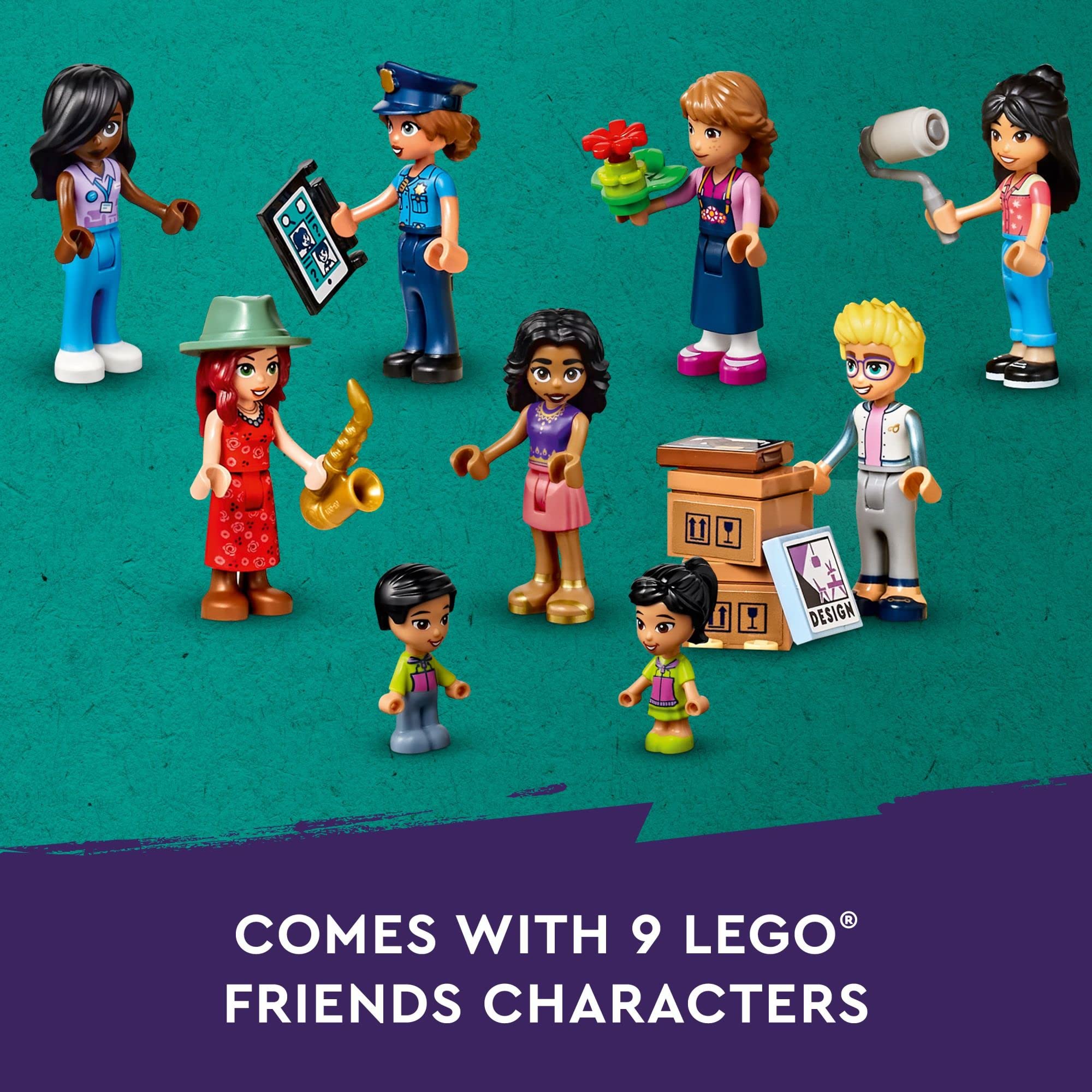 LEGO Friends Downtown Flower and Design Stores 41732 Building Set - Buildable Toy with Apartment, Shops, House, and Classic Characters, Model to Customize, Decorate, and Display for Ages 12+