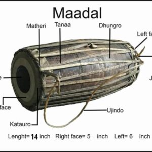 Madal Drum Wooden Nepali Folk Instrument Authentic Design Hand Carved Drum for Fun, Musical Instrument for All Age Groups of Musicians - Gift Party Supplies Birthday Party Favor