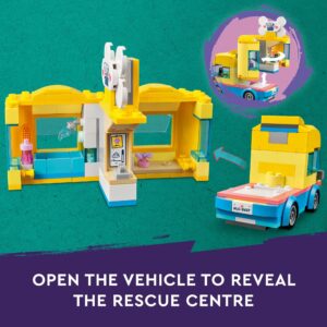 LEGO Friends Dog Rescue Van Building Toy 41741 Mobile Rescue Center Pretend Play Set, Gift Idea for Animal-Loving Kids Girls Boys Age 6+ Featuring Nova and Dr. Marlon Mini-Dolls, Dog Figure, Toy Van