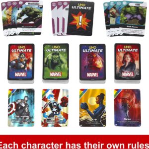 Mattel Games UNO Ultimate Marvel Card Game with 4 Character Decks, 4 Collectible Foil Cards & Special Rules, 2-4 Players, 2nd Edition