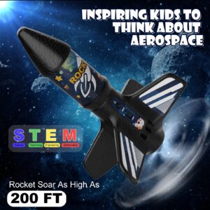 Rocket Launcher for Kids, Self Launching Motorized Air Rocket Toy, Outdoor Toys for Ages 8-12, Model Rockets with Parachute Safely Land, Spaceship Launch up to 200 ft Birthday Gifts for Boys