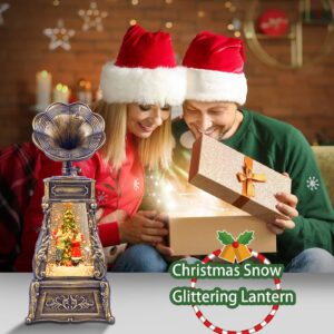 Christmas Snow Globes Musical Snow Globe Water Lantern Swirling Glitter Phonograph with Christmas Tree Kids Snow Globe Lantern Lighted 6H Timer USB Battery Operated Snowglobe Home Christmas Decoration