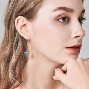 Aquamarine Birthstone Drop Earrings for Women - Shysnow March Infinity Dangle Earrings 925 Sterling Silver Heart Light Blue Cubic Zirconia Drop Piercing Crystal Dangling Earrings