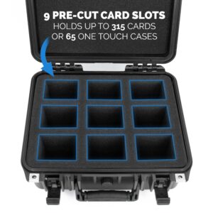 CASEMATIX Top Loader Card Storage Case for Trading Cards Fits 315 3" x 4" 35pt Toploaders Case or 65 One Touch Card Holders, Hard Shell Toploader Storage Box With 9 Precut Card Case Dividers