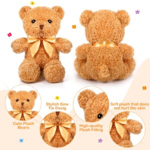 5 Pcs Bears Stuffed Animal Soft Plush Toys 12 Inches Cute Bear Small Shaggy Bear with Hoodie Bow Tie for Kids Boys Girls Baby Shower Birthday Party (Light Brown, Dark Brown, Bow Tie Style)