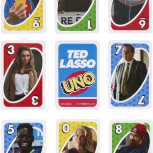 Mattel Games ​UNO Ted Lasso Card Game for Teens & Adults Inspired by The Popular Series for Game Night, Travel & Camping