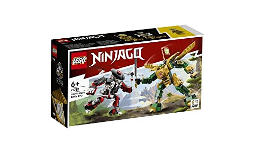 Lego NINJAGO Lloyd’s Mech Battle EVO Building Set 71781, with 2 Action Figures, 2 Posable Ninja Action Figures to Build, Ninja Toy for Kids Ages 6+ with Bone Warrior and Golden Lloyd Minifigures