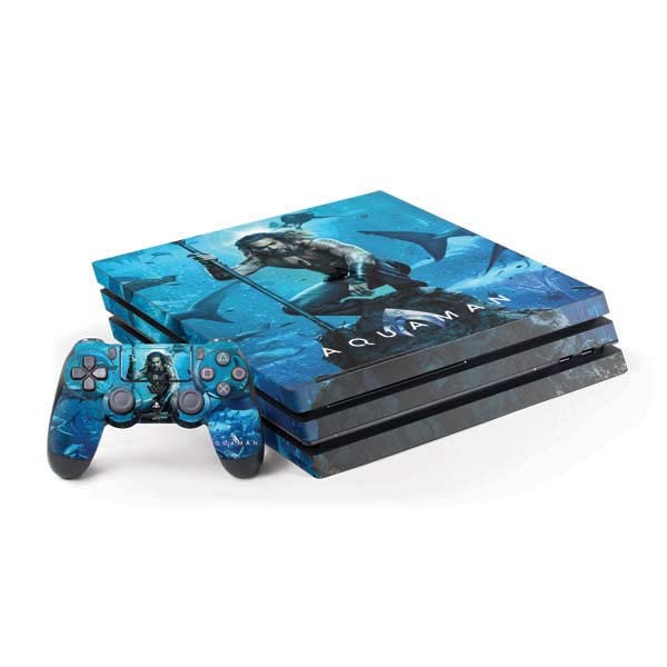 Skinit Decal Gaming Skin Compatible with PS4 Pro Console and Controller Bundle - Officially Licensed Warner Bros Aquaman King of The Seas Design