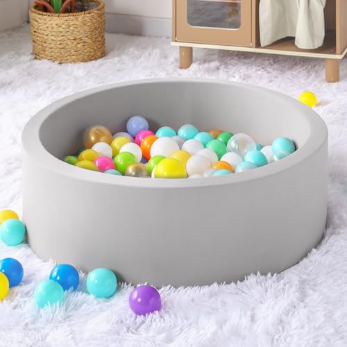 Moncoland Round Foam Kids Ball Pit for Babies, Toddler Ball Pit with Soft Sponge Kids Play Tent Ball Pool, Children Gift Idea for Baby Infant Indoor Outdoor Game 26.7" x 7.8" (No Balls)