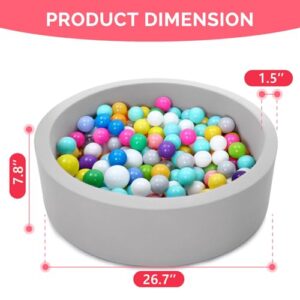 Moncoland Round Foam Kids Ball Pit for Babies, Toddler Ball Pit with Soft Sponge Kids Play Tent Ball Pool, Children Gift Idea for Baby Infant Indoor Outdoor Game 26.7" x 7.8" (No Balls)