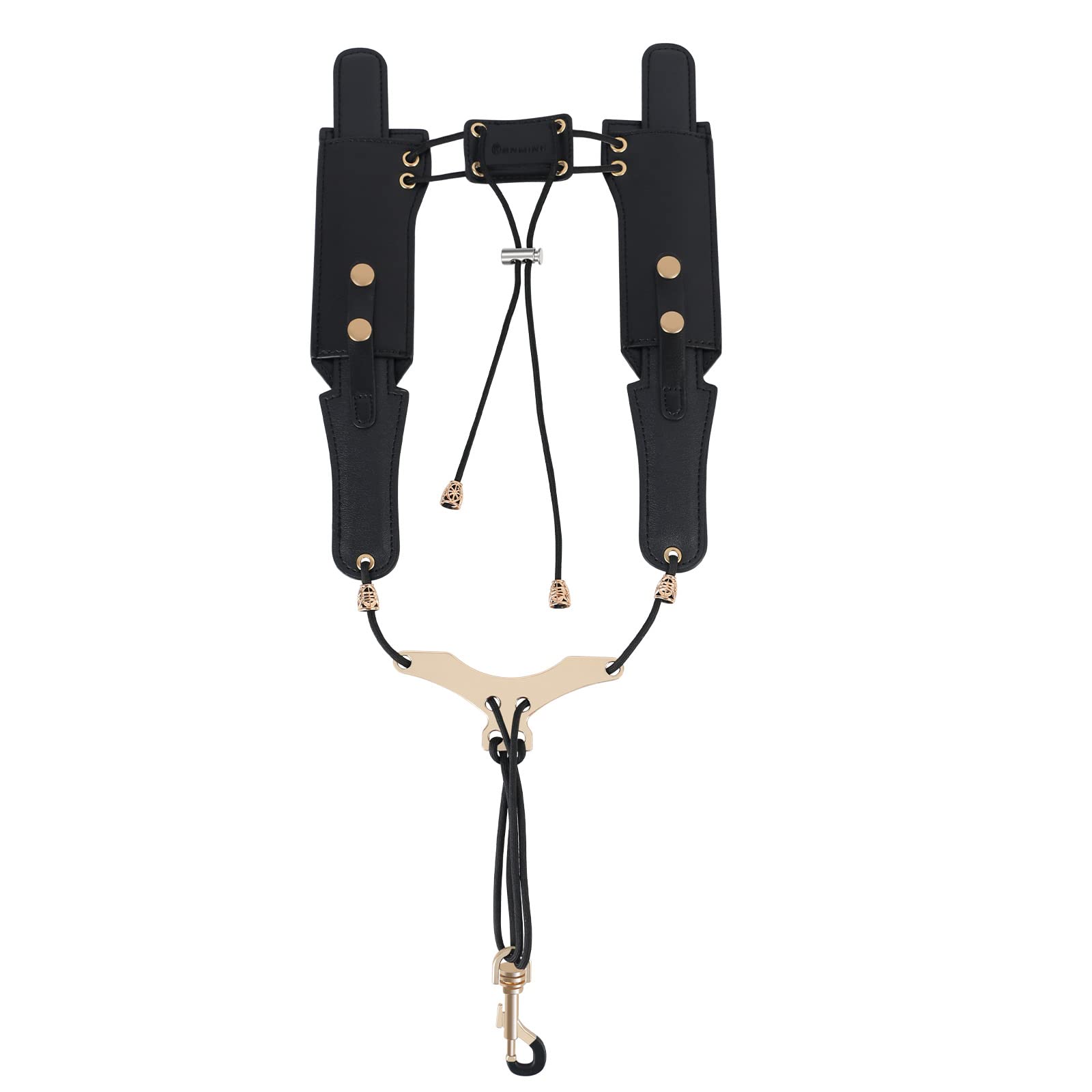 RANMING Saxophone Shoulder Strap,Double Shoulder Leather Saxophone Harness Strap with Adjustable Length Metal Slider Sax Harness,Reduces Neck Pain,for Long Hours of Practice.