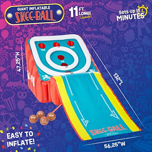 Skee-Ball Game for Kids and Adults, Giant Inflatable Game, 11 Feet Long, Includes 4 Balls and Electric Air Pump, Indoor and Outdoor Games for Adults and Family, Skee-Ball Arcade Game for Home, Toys