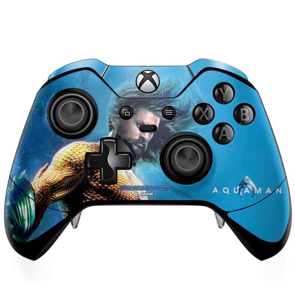 Skinit Decal Gaming Skin Compatible with Xbox One Elite Controller - Officially Licensed Warner Bros Aquaman Son of The Land and Seas Design