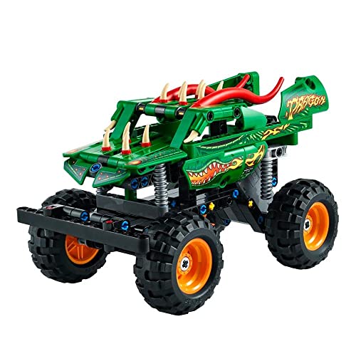 LEGO Technic Monster Jam Dragon Monster Truck Toy for Boys and Girls, 2in1 Racing Pull Back Car Toys for Off Road Stunts, Kids Birthday Gift Idea, Great Activity for Kids, 42149