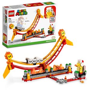 lego super mario lava wave ride expansion set 71416, with fire bro and 2 lava bubbles figures, collectible toy to combine with a starter course game