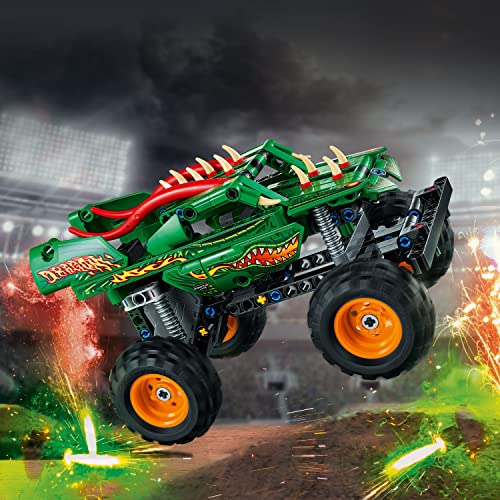 LEGO Technic Monster Jam Dragon Monster Truck Toy for Boys and Girls, 2in1 Racing Pull Back Car Toys for Off Road Stunts, Kids Birthday Gift Idea, Great Activity for Kids, 42149